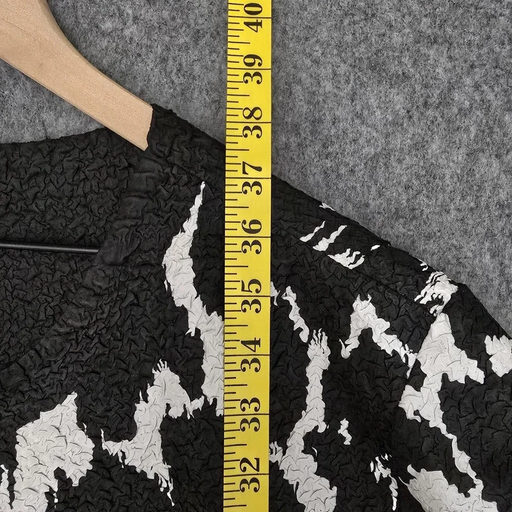 Chico's Travelers Jacket Womens 4 (20) Black Reversible Crushed Patchwork Cardi - Picture 9 of 10